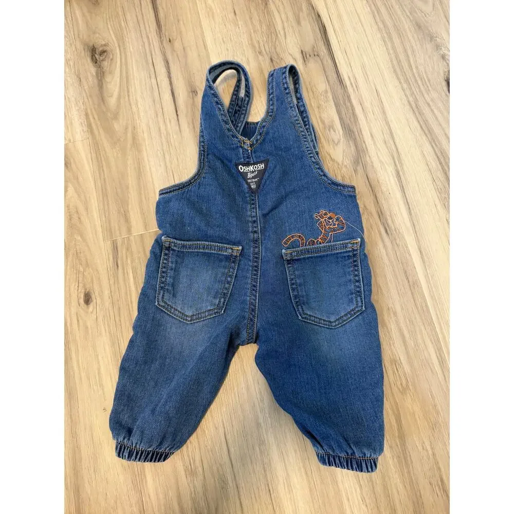 OshKosh B'gosh unisex 3 Month Blue Denim Overall One-Piece Winnie The Pooh Bear